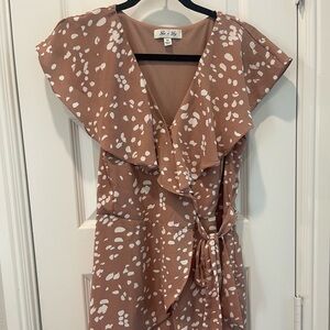 Brown and White Ruffle Romper